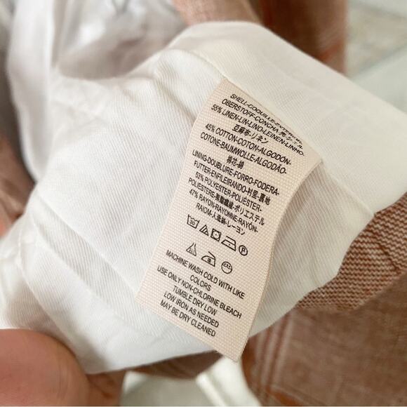 Free People Emily Plaid Yarn Died Linen Blend Blazer Jacket - Picture 6 of 7